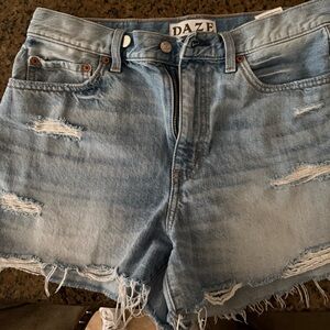 DAZE Women's Light Blue Distressed Jean Shorts